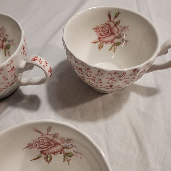 Vtg Johnson Brothers Made In England Rose Bouquet Pink Floral Tea Cups 3 Only - Picture 2 of 8